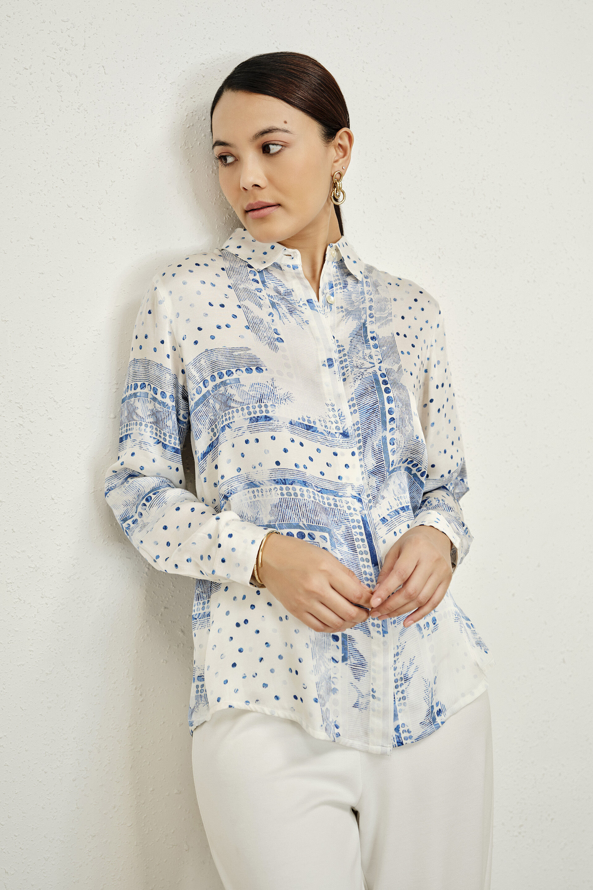 Shiloh White Modal Shirt, White, image 1